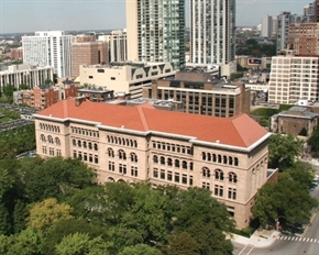 aerial photo of library building