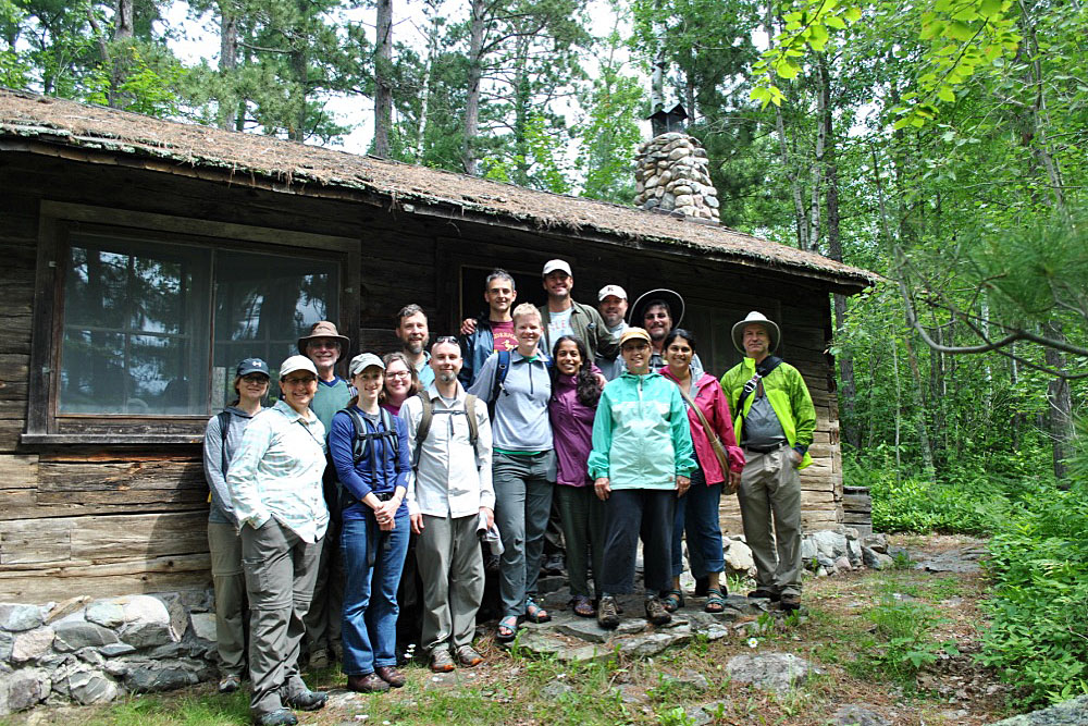 Group at Sigurd Olson's cabin