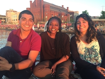 Jodan Boge, Evelyn Nkooyooyo, and Cecilia Caro at the University of Wisconsin-Madison