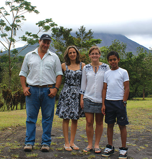 Student and host family in Costa Rica