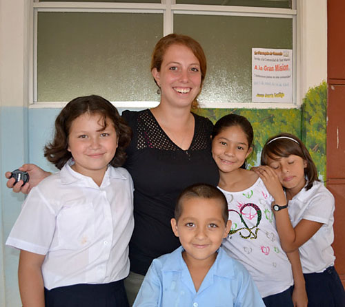 Jessica Meyer with students
